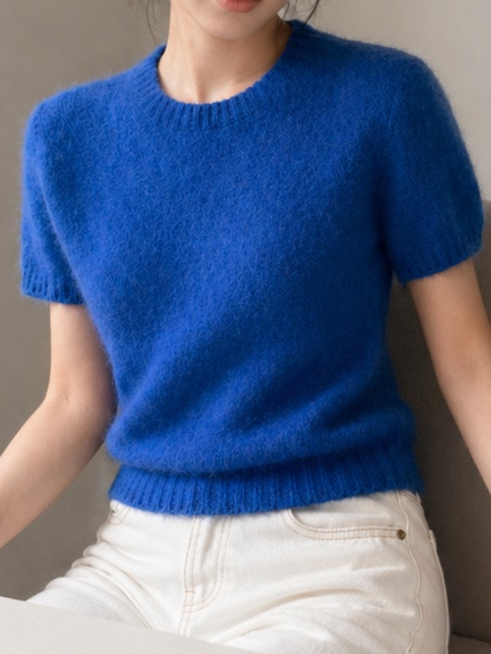 Blue Cozy Crop Sweater